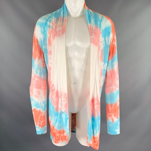BAJA EAST Size XS Pink Blue Tie Dye Pima Cotton Open Front Cardigan - Picture 1 of 6